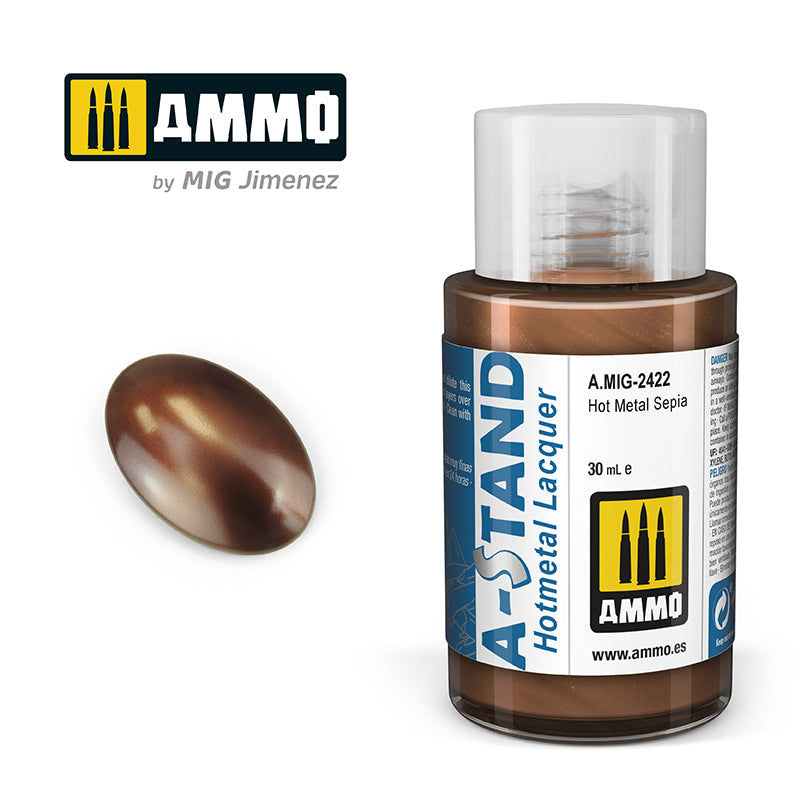 Ammo Mig A-Stand Lacquer Paint 30ml - Hot Metal Sepia