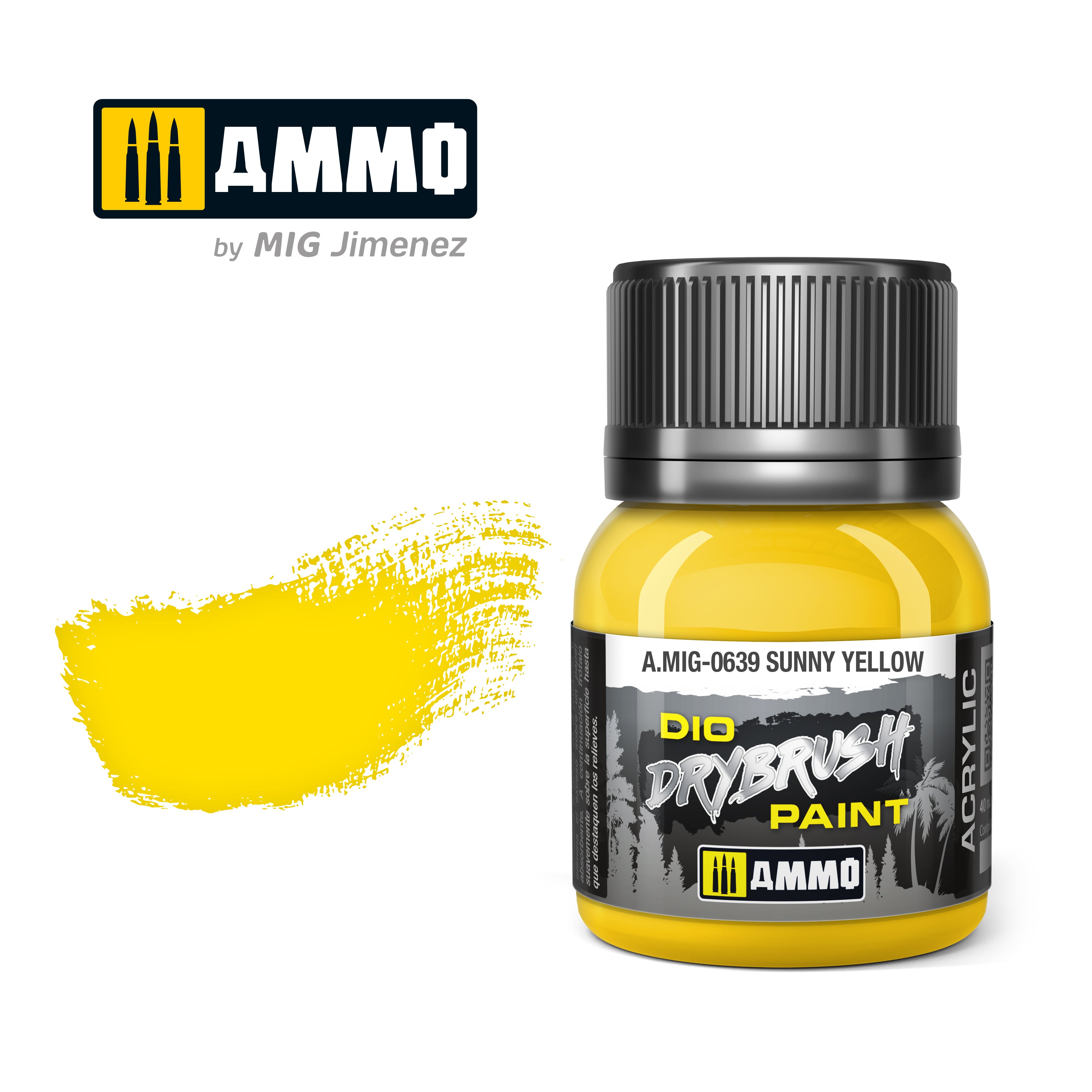 Ammo Mig Dio Drybrush Acrylic Paint 40ml - Sunny Yellow