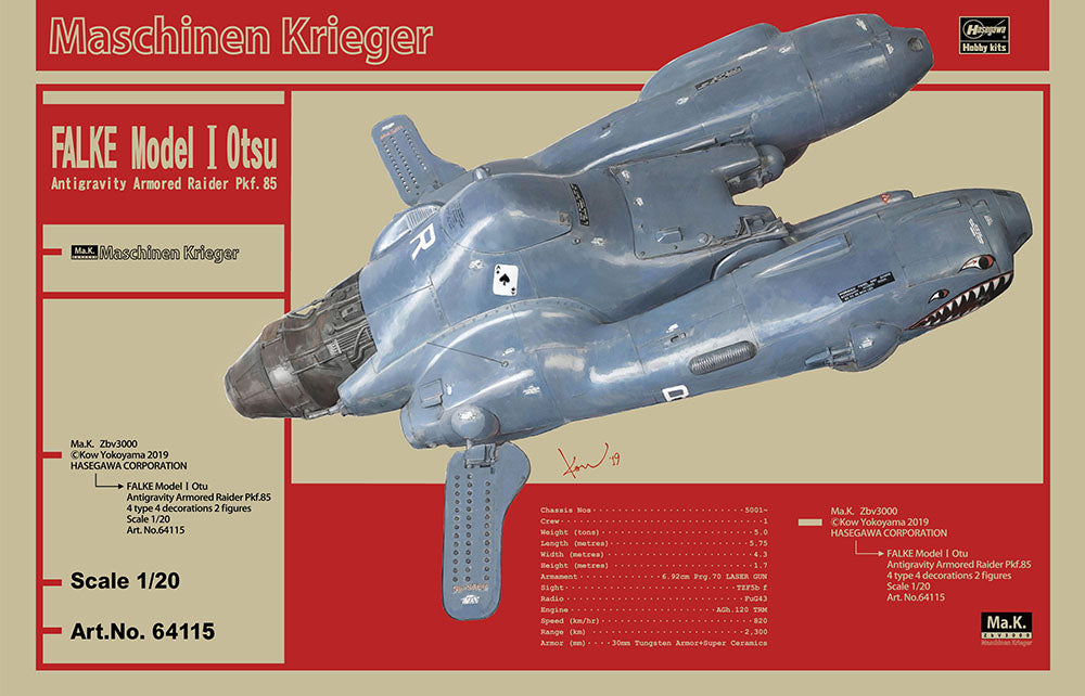 Hasegawa 1/20 Maschinen Krieger Ma.K. Antigravity Armored Raider Pkf.85 FALKE Model I Otsu