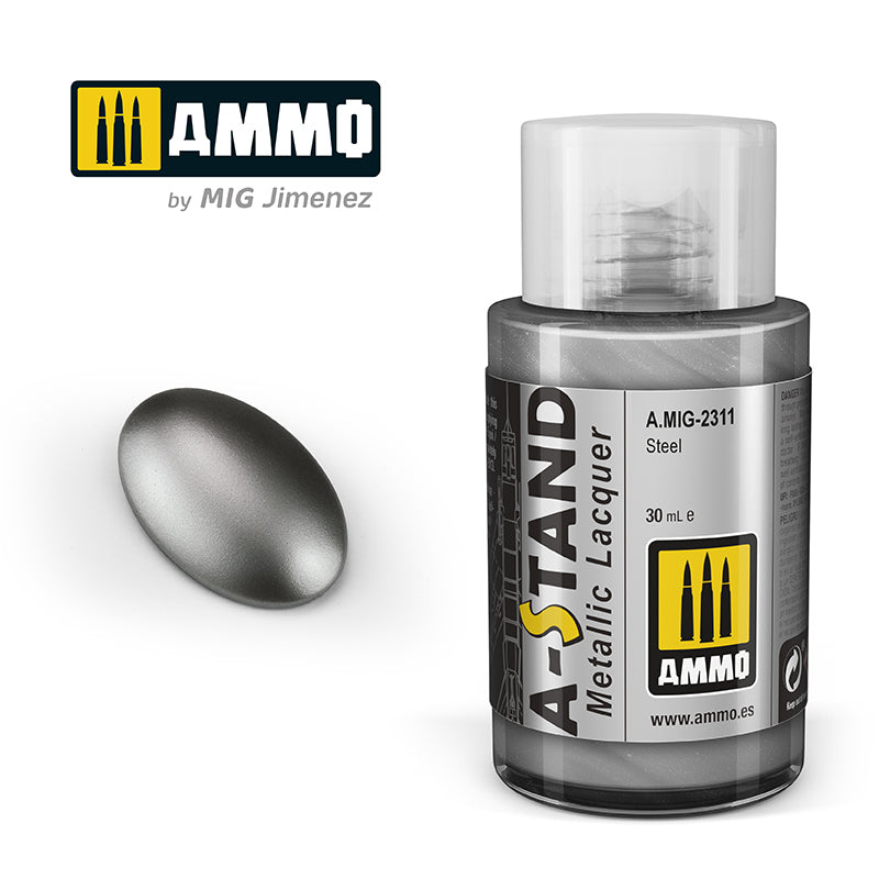 Ammo Mig A-Stand Lacquer Paint 30ml - Steel