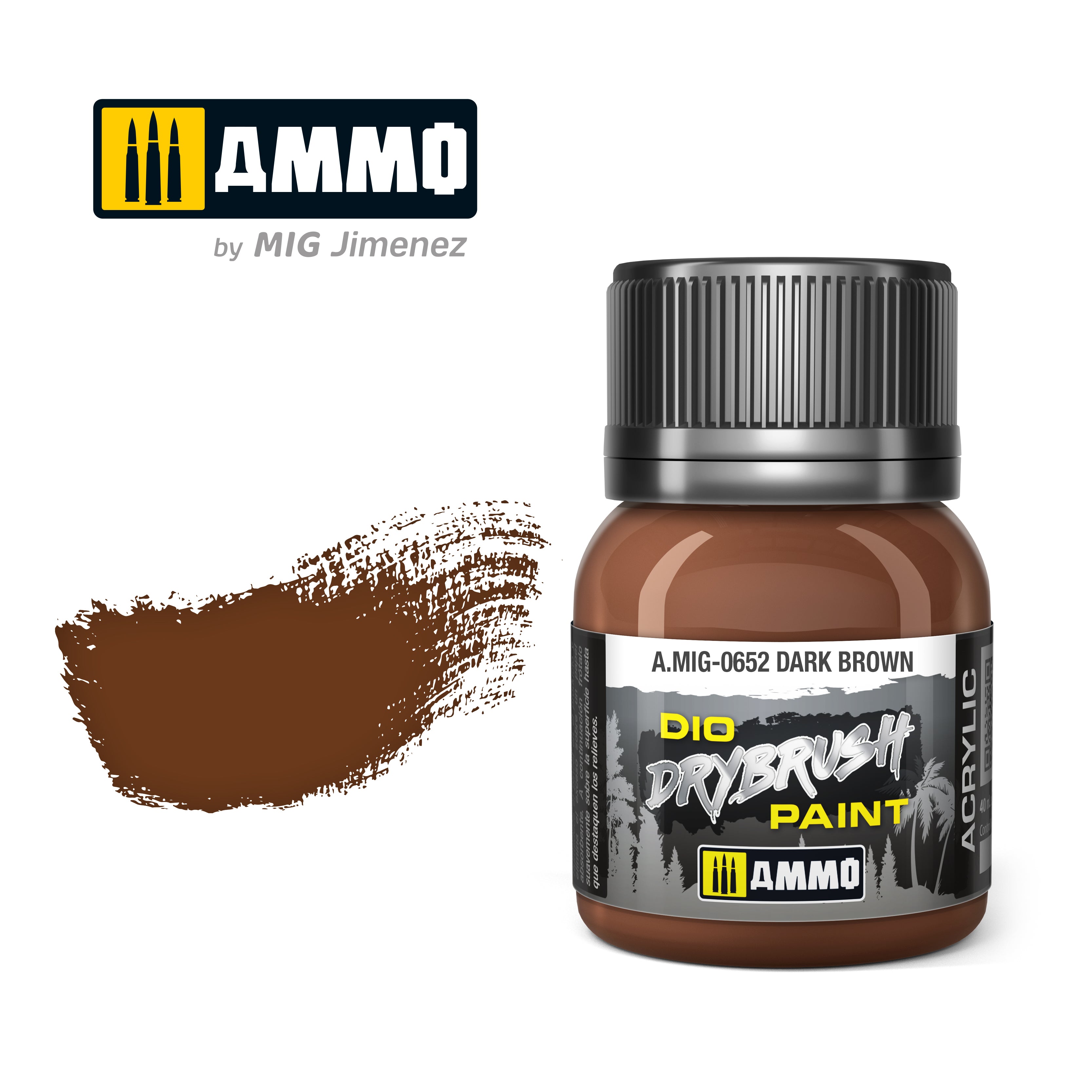 Ammo Mig Dio Drybrush Acrylic Paint 40ml - Dark Brown