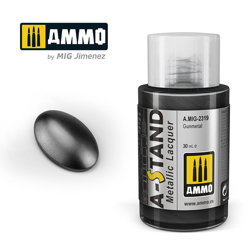 Ammo Mig A-Stand Lacquer Paint 30ml - Gunmetal