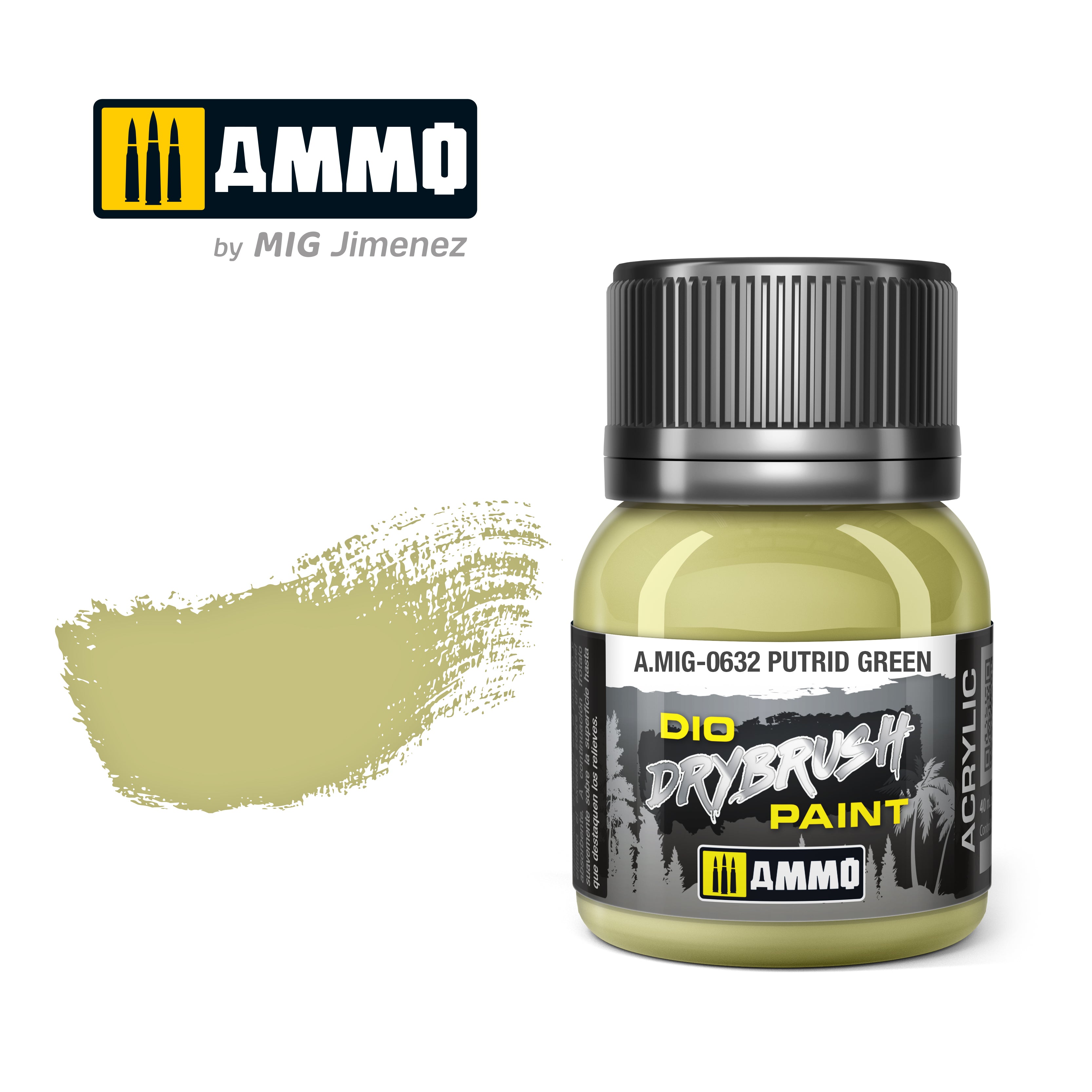 Ammo Mig Dio Drybrush Acrylic Paint 40ml - Putrid Green