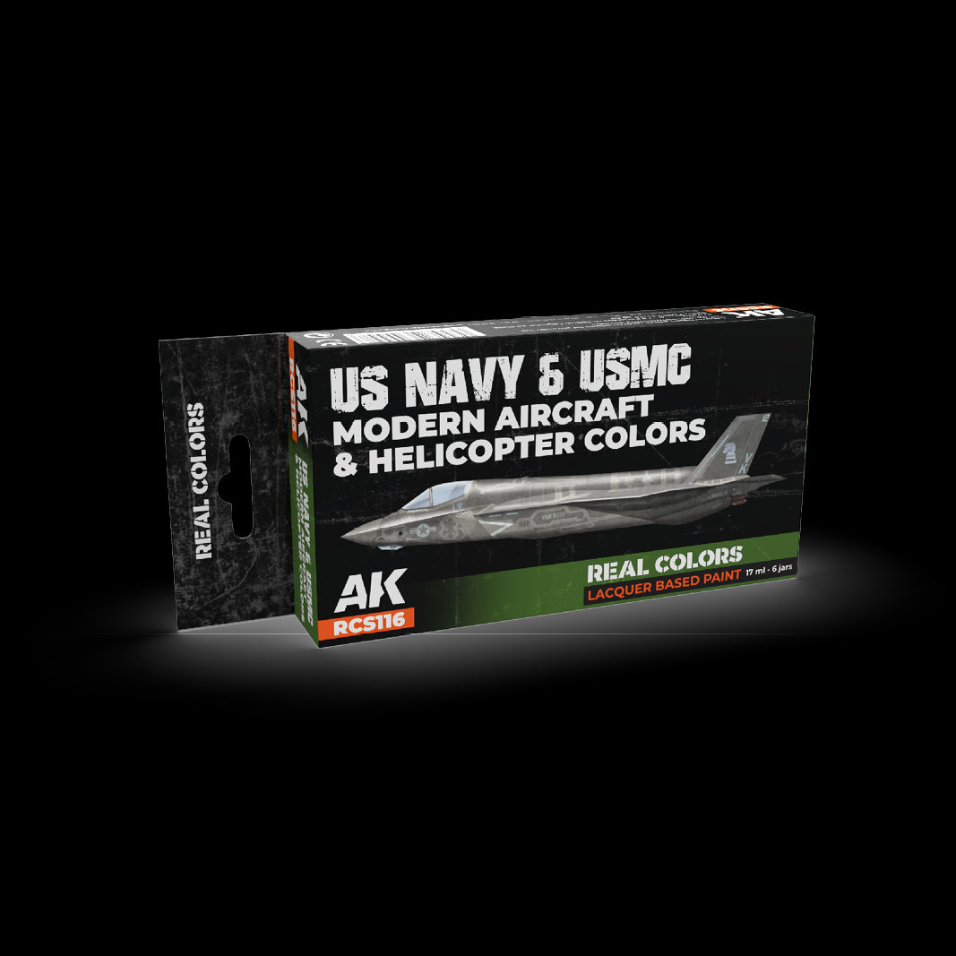 AK Interactive Real Colors US Navy&USMC Modern Aircraft&Helicopter Colors Set (Set of 6) | 8435568340008