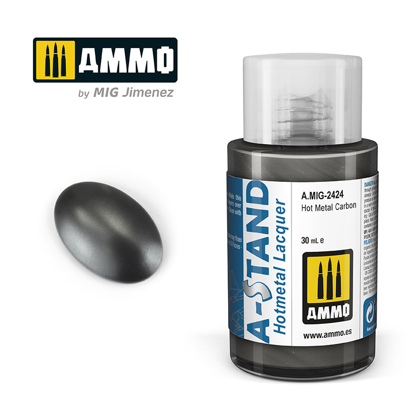 Ammo Mig A-Stand Lacquer Paint 30ml - Hot Metal Carbon