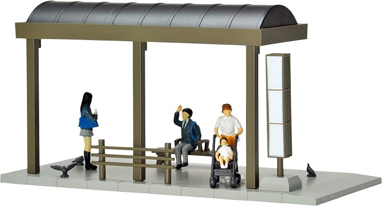 TomyTec Diocolle 64 1/64 #Car Snap 05a Bus Stop with 4 figures