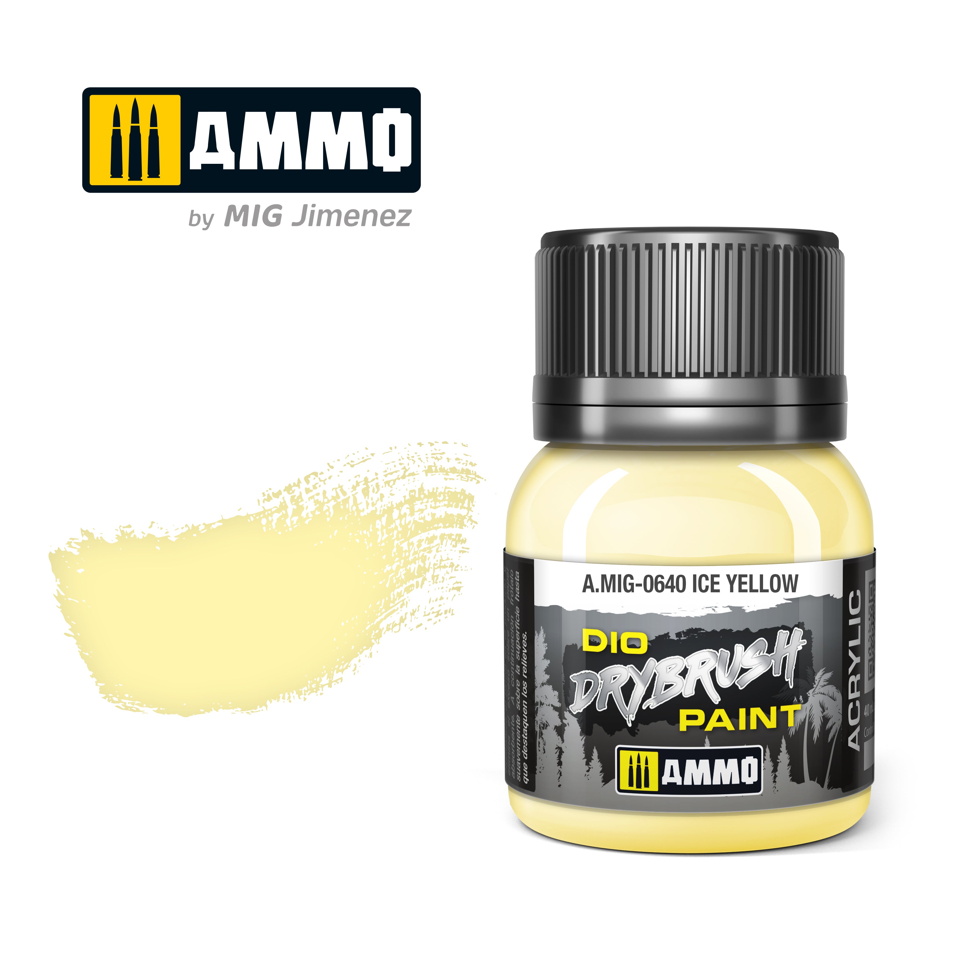 Ammo Mig Dio Drybrush Acrylic Paint 40ml - Ice Yellow