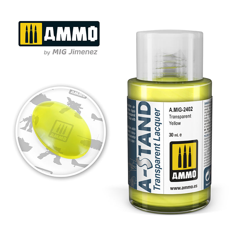 Ammo Mig A-Stand Lacquer Paint 30ml - Transparent Yellow