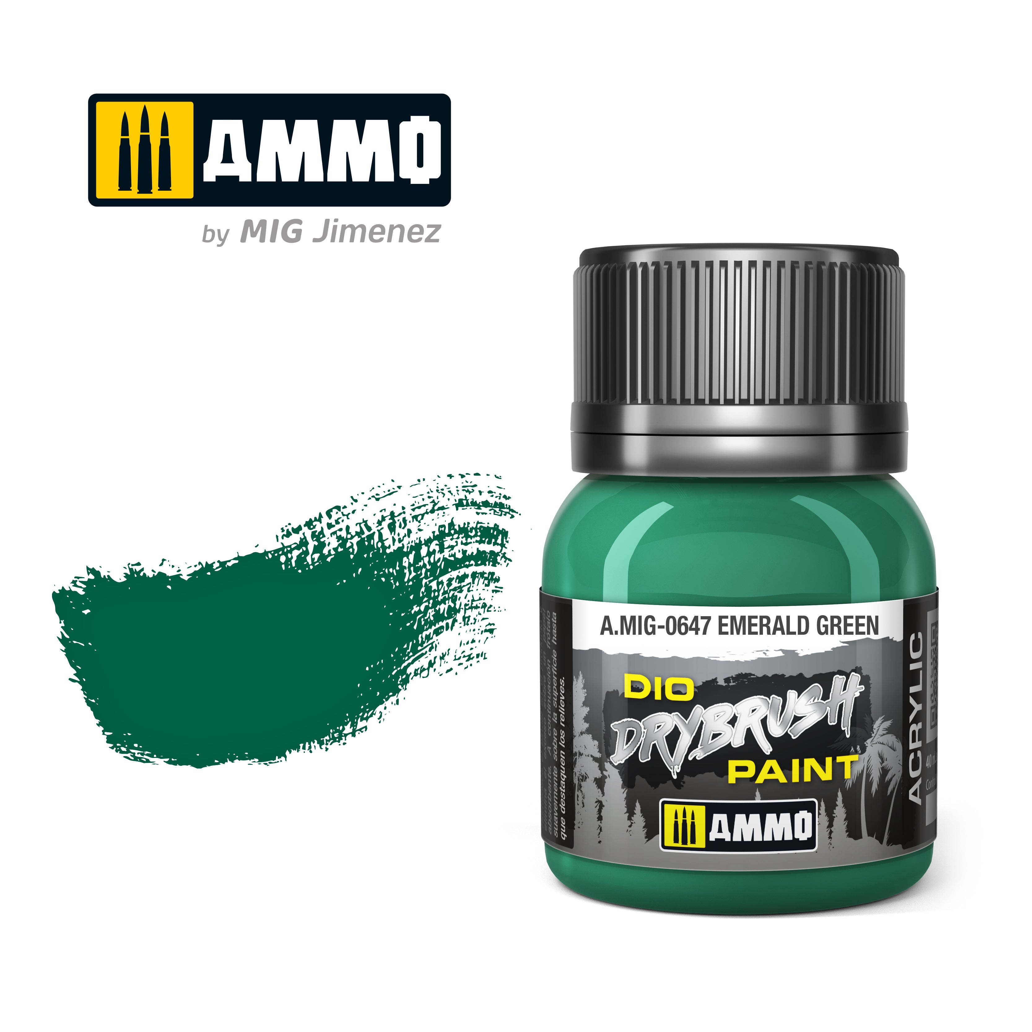 Ammo Mig Dio Drybrush Acrylic Paint 40ml - Emerald Green