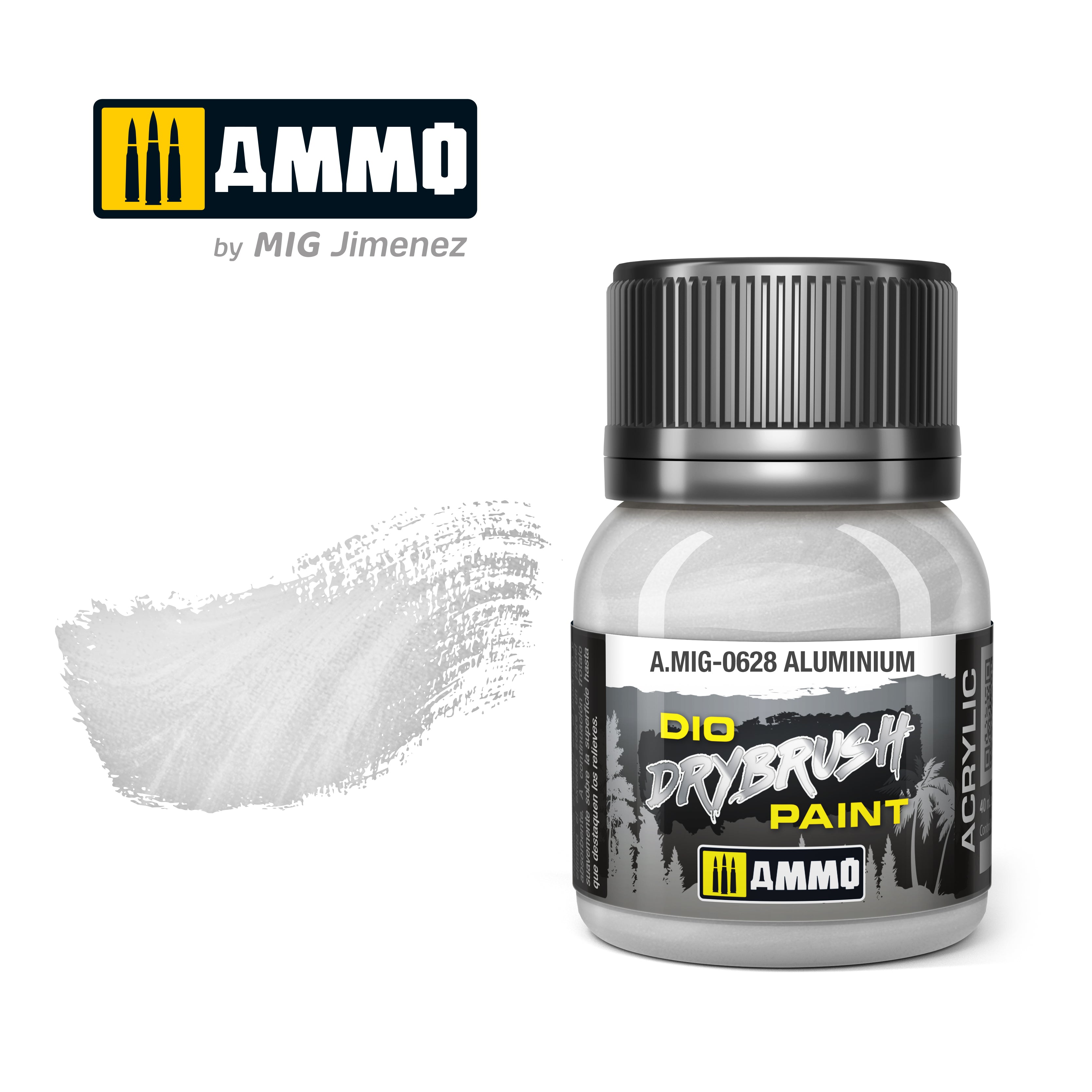 Ammo Mig Dio Drybrush Acrylic Paint 40ml - Aluminium