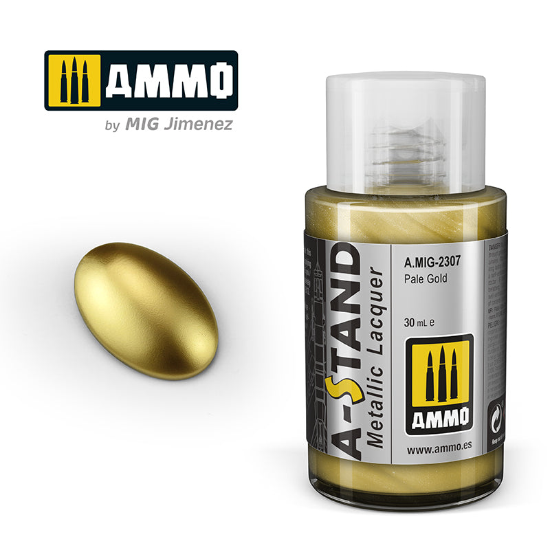 Ammo Mig A-Stand Lacquer Paint 30ml - Pale Gold