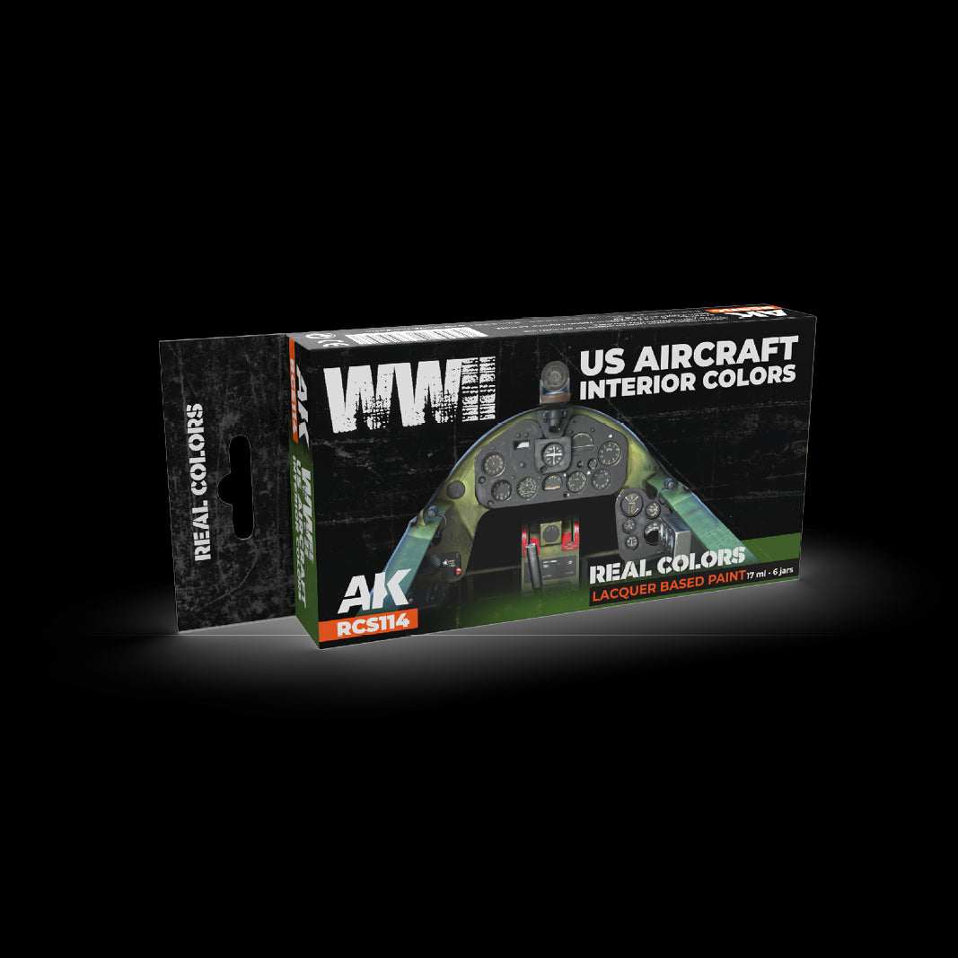 AK Interactive Real Colors WWII US Aircraft Interior Colors Set (Set of 6) | 8435568339958