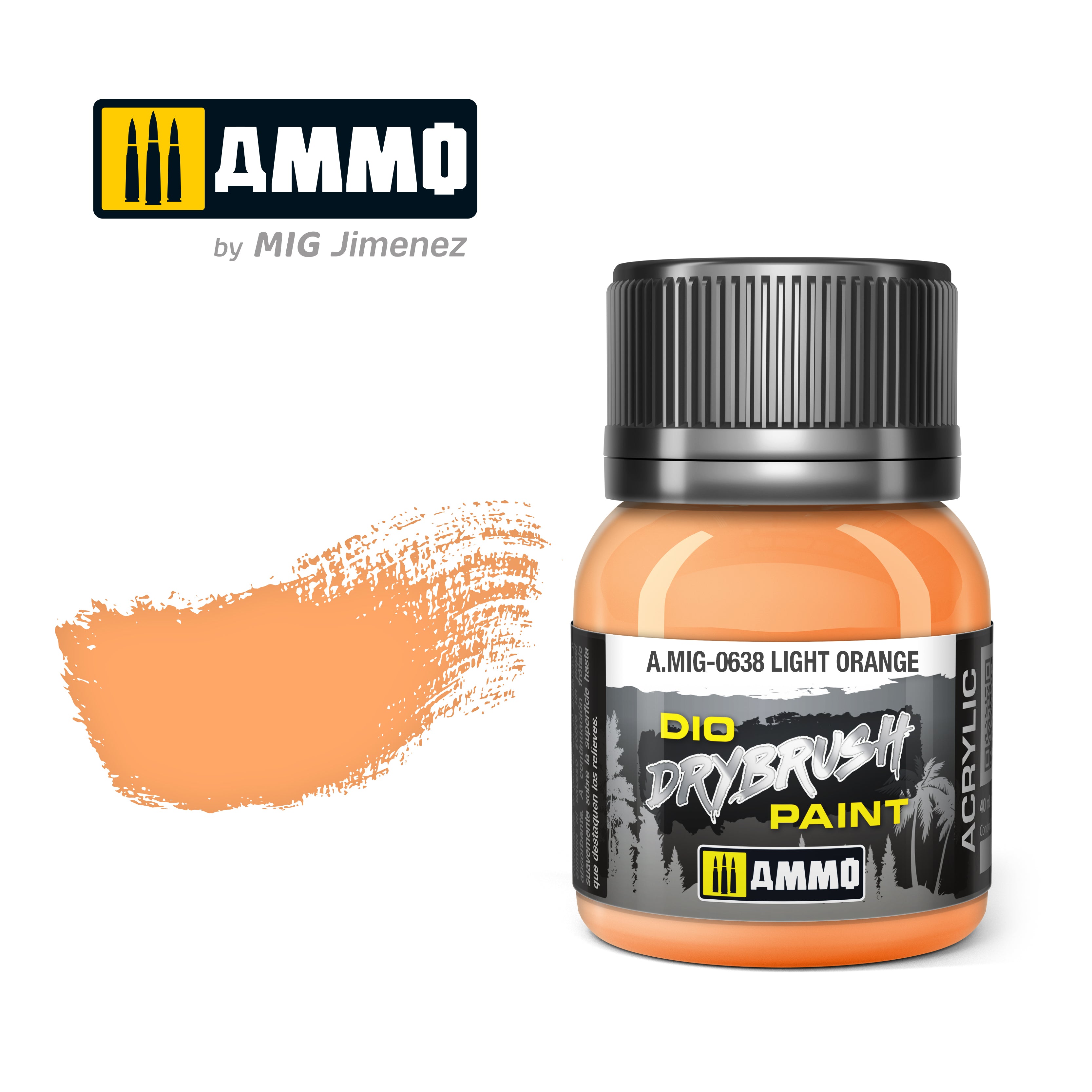 Ammo Mig Dio Drybrush Acrylic Paint 40ml - Light Orange