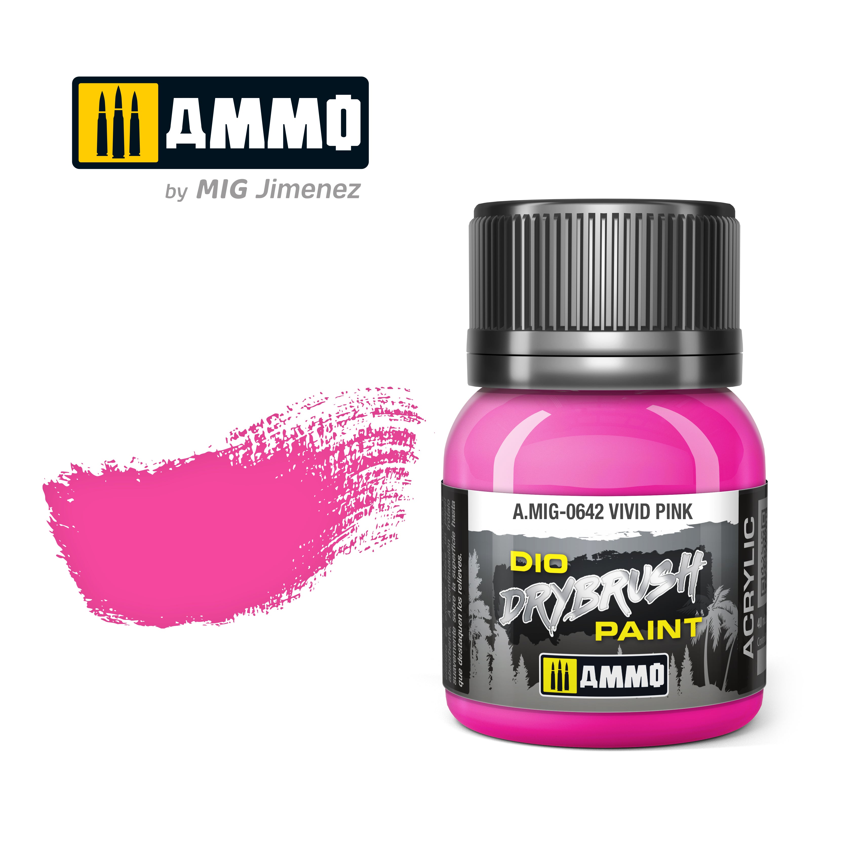 Ammo Mig Dio Drybrush Acrylic Paint 40ml - Vivid Pink