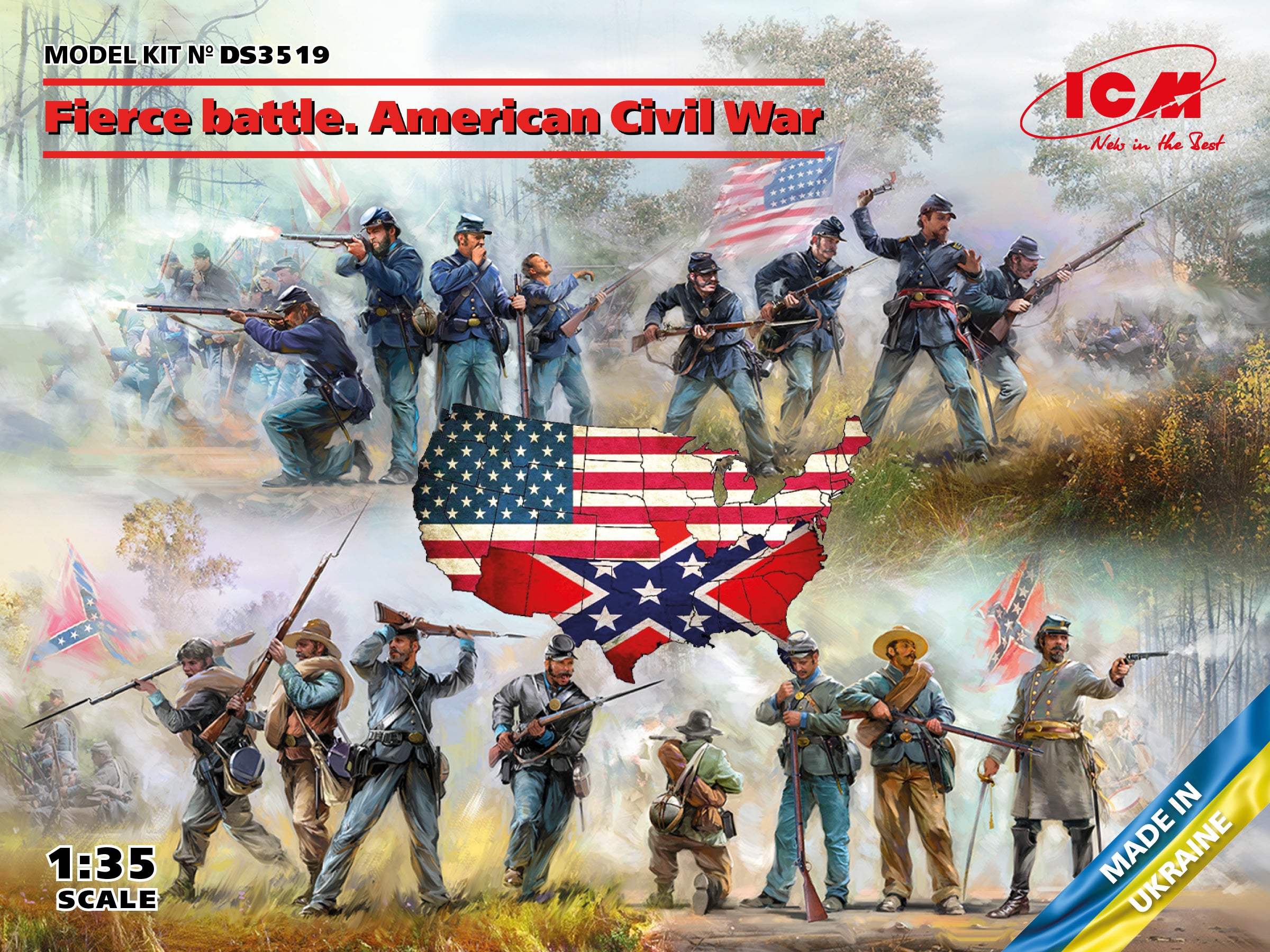 ICM 1/35 Fierce battle American Civil War, Diorama (Union Infantry, Union Infantry. Set #2, Confederate Infantry, Confederate Infantry. Set #2)