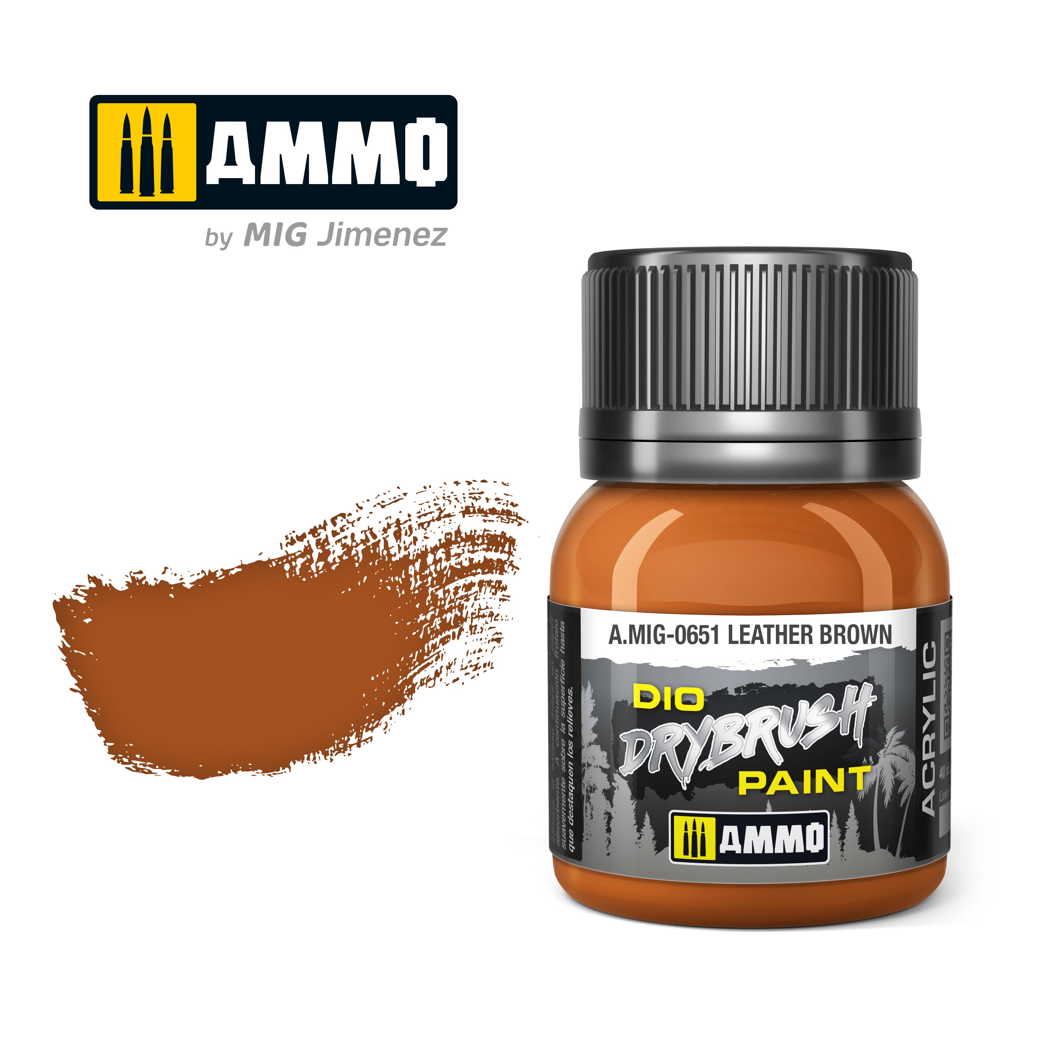 Ammo Mig Dio Drybrush Acrylic Paint 40ml - Leather Brown