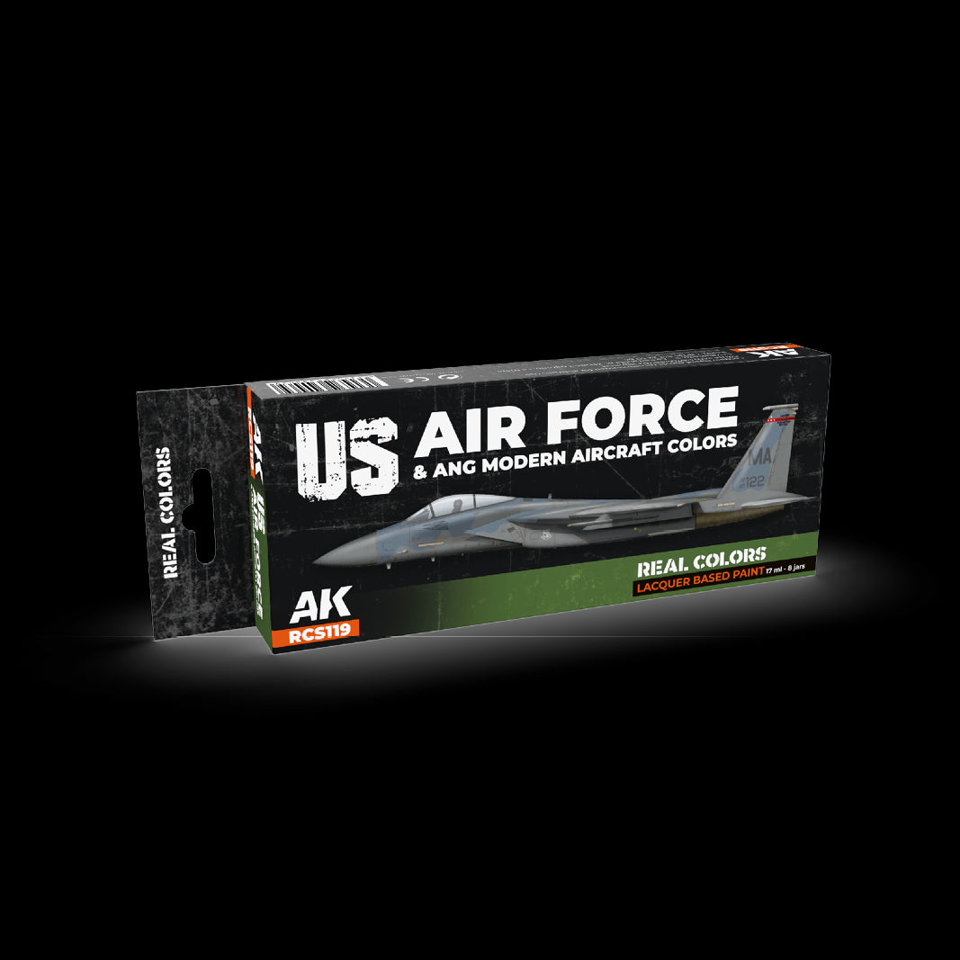 AK Interactive Real Colors US Air Force & ANG Modern Aircraft Colors Set (Set of 8) | 8435568340039