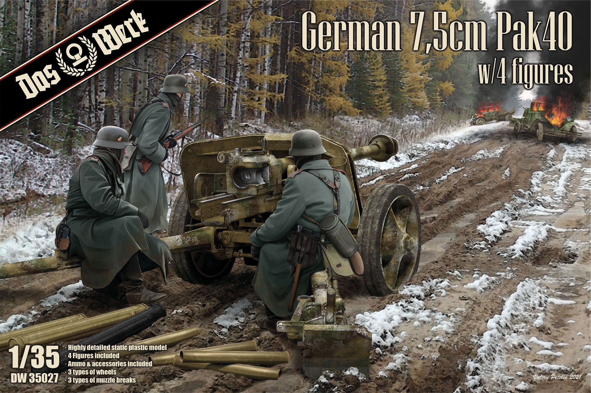 Das Werk 1/35 German 7,5cm Pak40 w/4 Figures