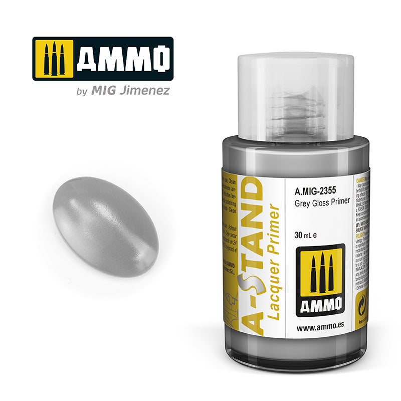 Ammo Mig A-Stand Lacquer Paint 30ml - Grey Gloss Primer