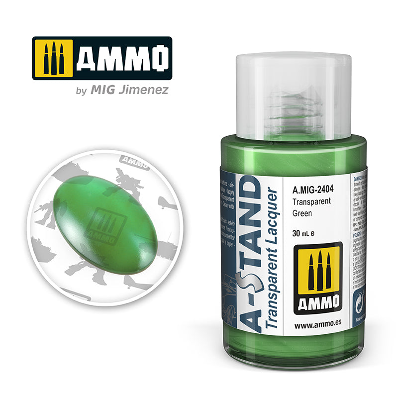 Ammo Mig A-Stand Lacquer Paint 30ml - Transparent Green