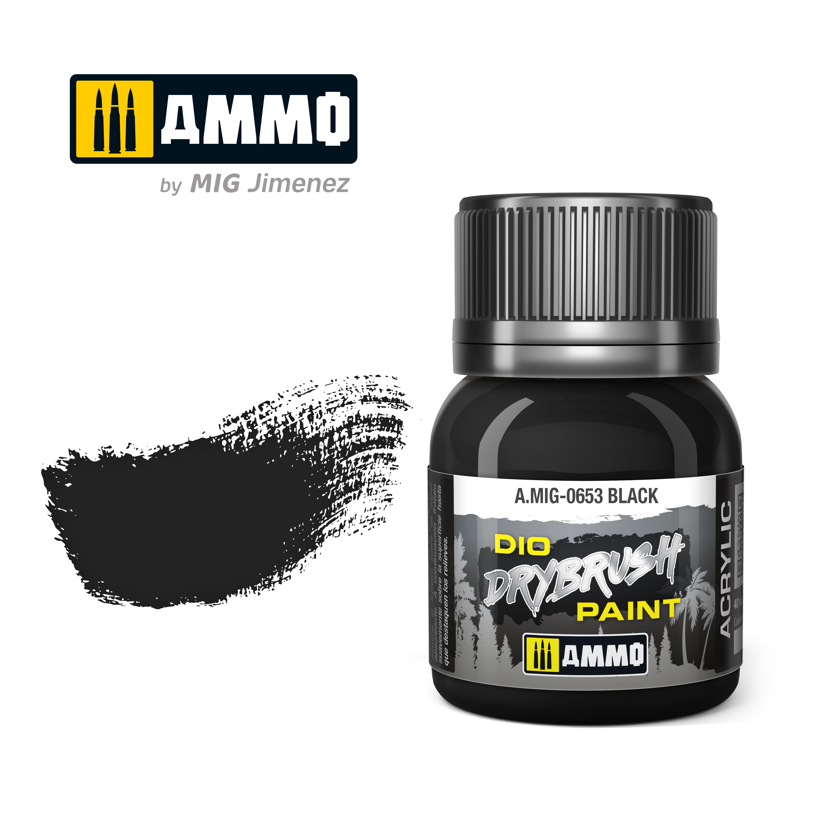 Ammo Mig Dio Drybrush Acrylic Paint 40ml - Black Brown