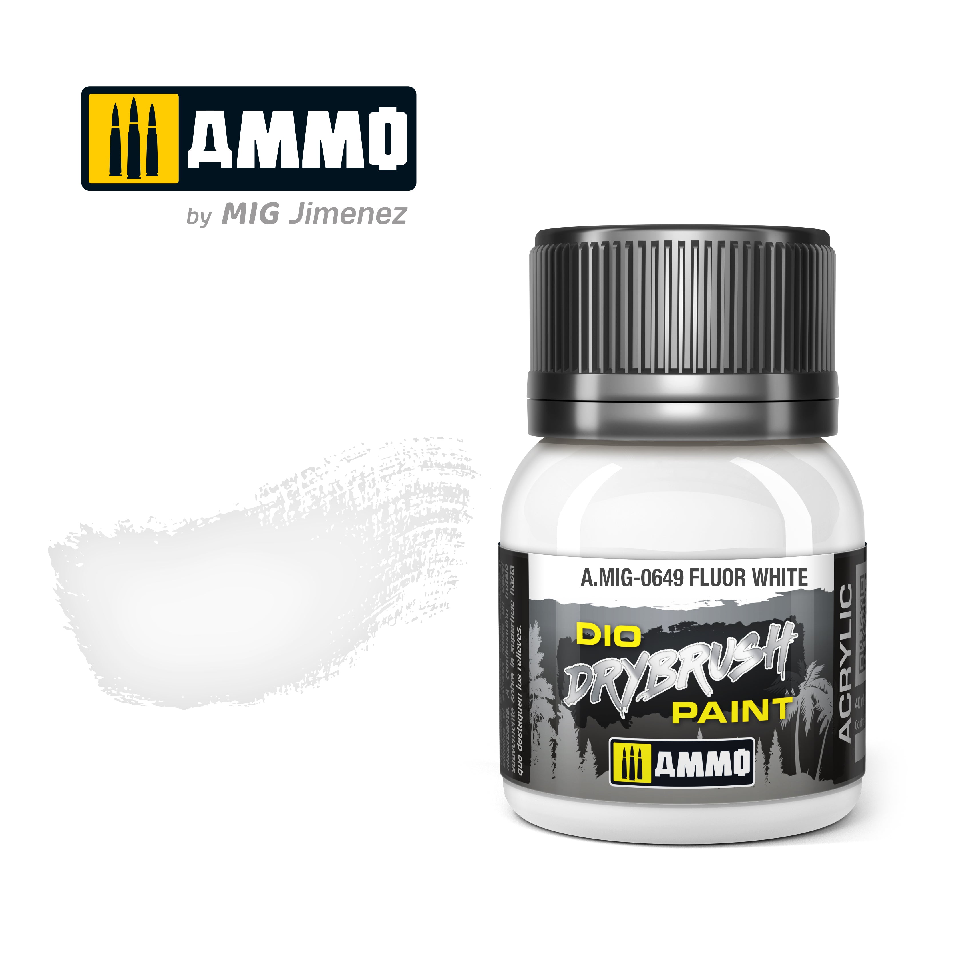 Ammo Mig Dio Drybrush Acrylic Paint 40ml - Fluor White