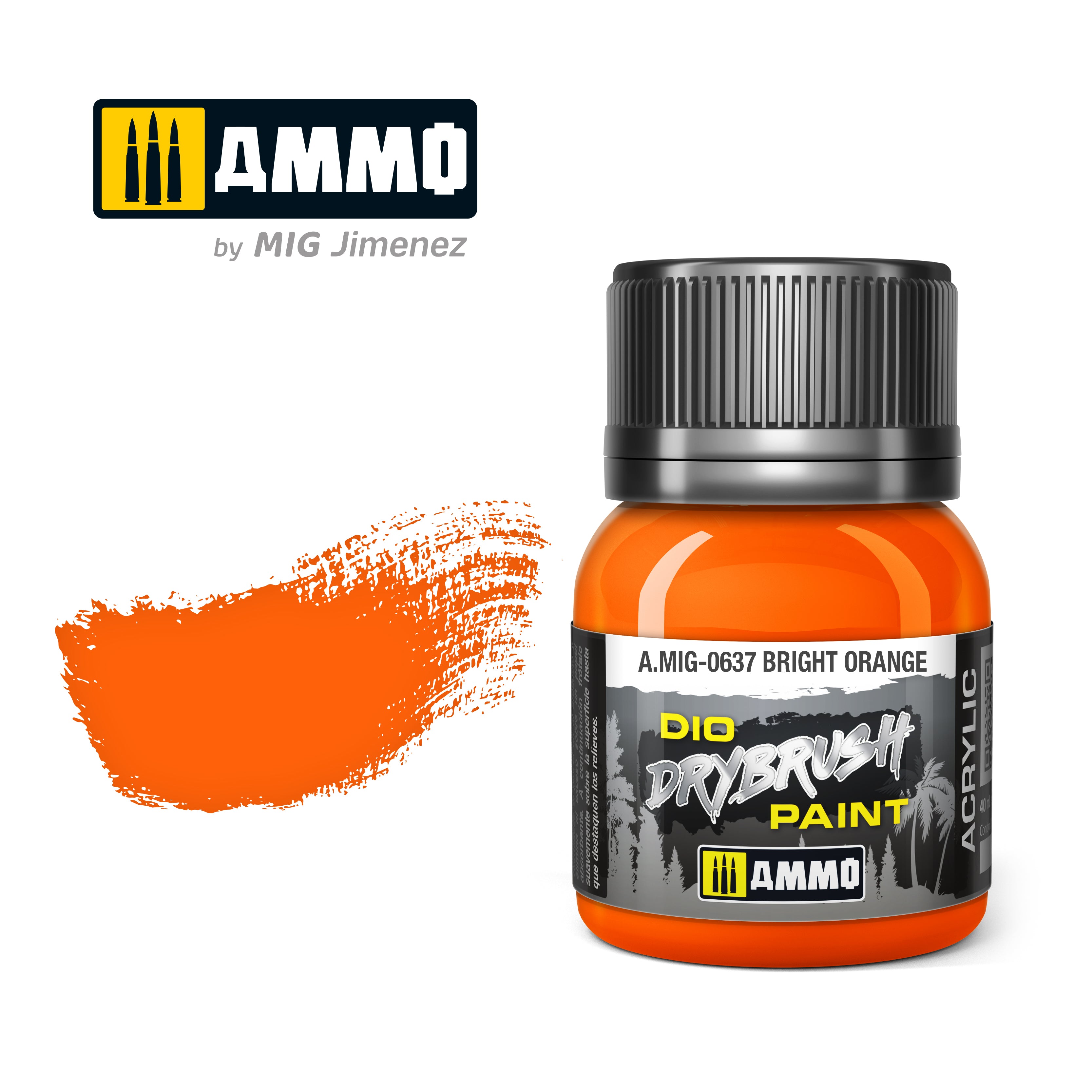 Ammo Mig Dio Drybrush Acrylic Paint 40ml - Bright Orange