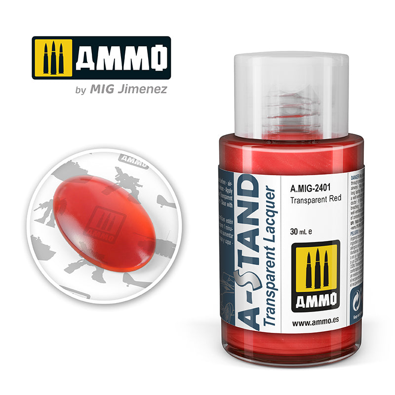 Ammo Mig A-Stand Lacquer Paint 30ml - Transparent Red