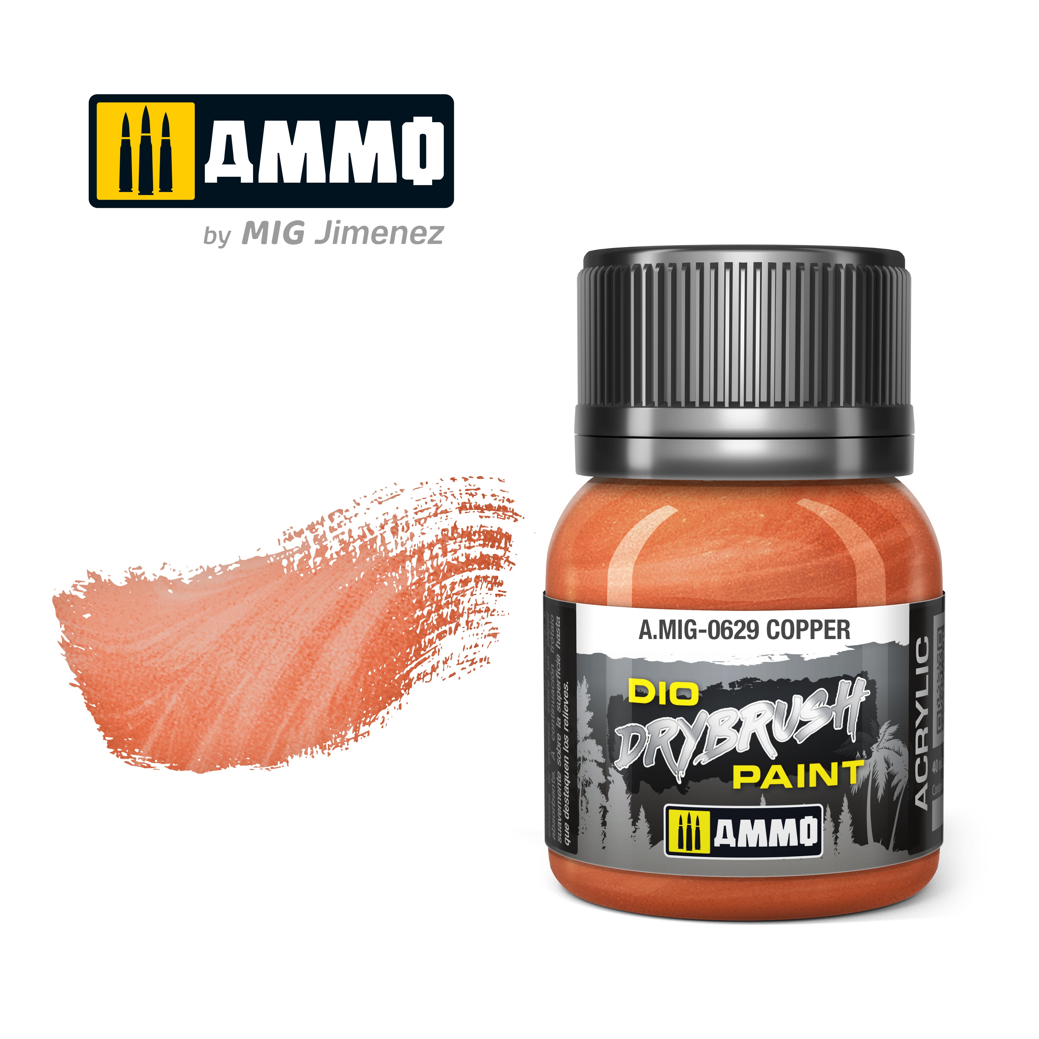 Ammo Mig Dio Drybrush Acrylic Paint 40ml - Copper