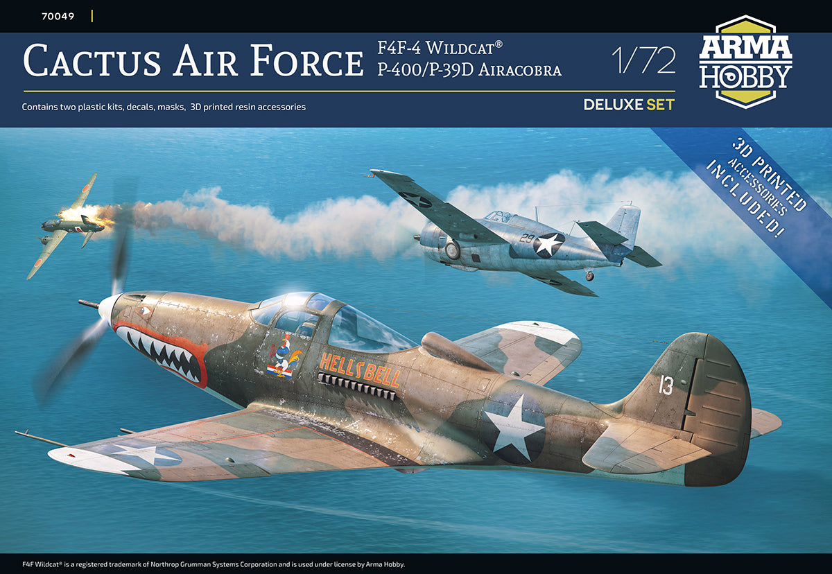 Arma Hobby 1/72 Cactus Air Force Deluxe Set – F4F-4 Wildcat® and P-400/P-39D Airacobra Over Guadalcanal