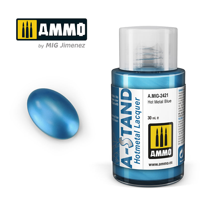 Ammo Mig A-Stand Lacquer Paint 30ml - Hot Metal Blue