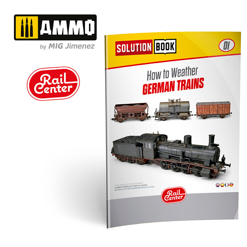 Ammo Mig AMMO RAIL CENTER SOLUTION BOOK #01 - GERMAN TRAINS. All Weathering Products