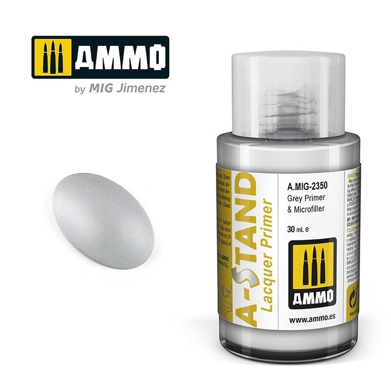 Ammo Mig A-Stand Lacquer Paint 30ml - Grey Primer & Microfiller