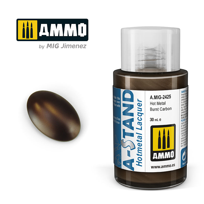 Ammo Mig A-Stand Lacquer Paint 30ml - Hot Metal Burnt Carbon