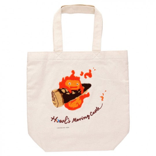 Benelic Calcifer in a Hurry Embroidery Canvas Tote Bag "Howl's Moving Castle"