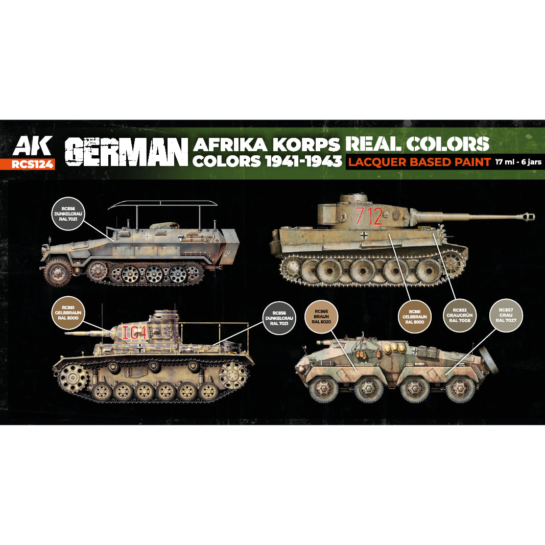 AK Interactive Real Colors German Afrika Korps Colors 1941-1943 Set (Set of 6)