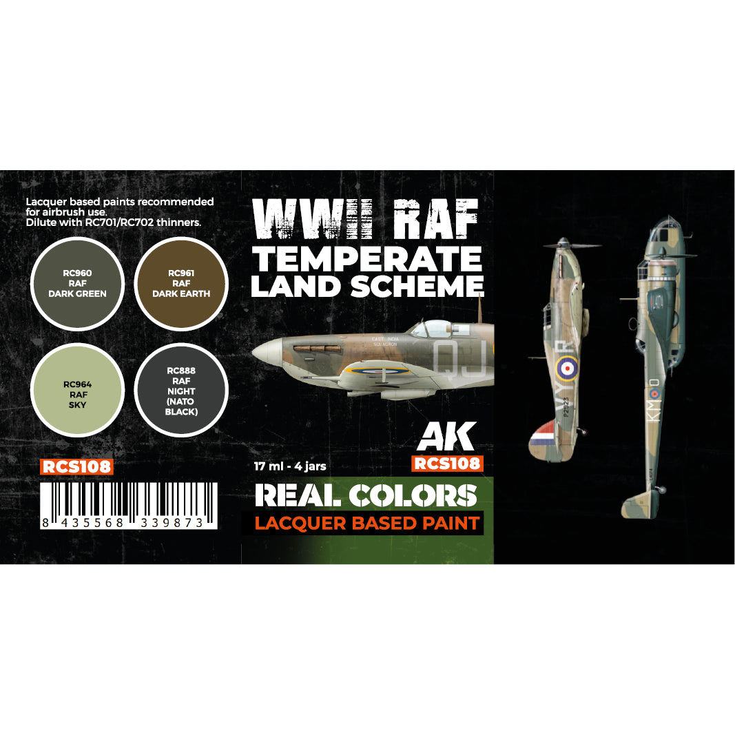 AK Interactive Real Colors WWII RAF Temperate Land Scheme Set (Set of 4)