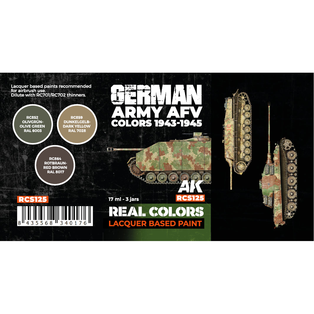 AK Interactive Real Colors German Army AFV Colors 1943-1945 Set (Set of 3)