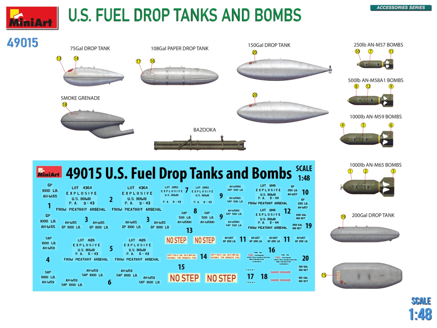 MiniArt 1/48 U.S. Fuel Drop Tanks and Bombs