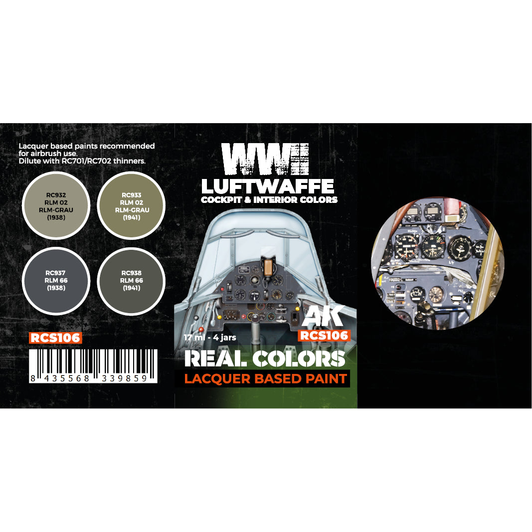 AK Interactive Real Colors WWII Luftwaffe Cockpit & Interior Colors Set (Set of 4)