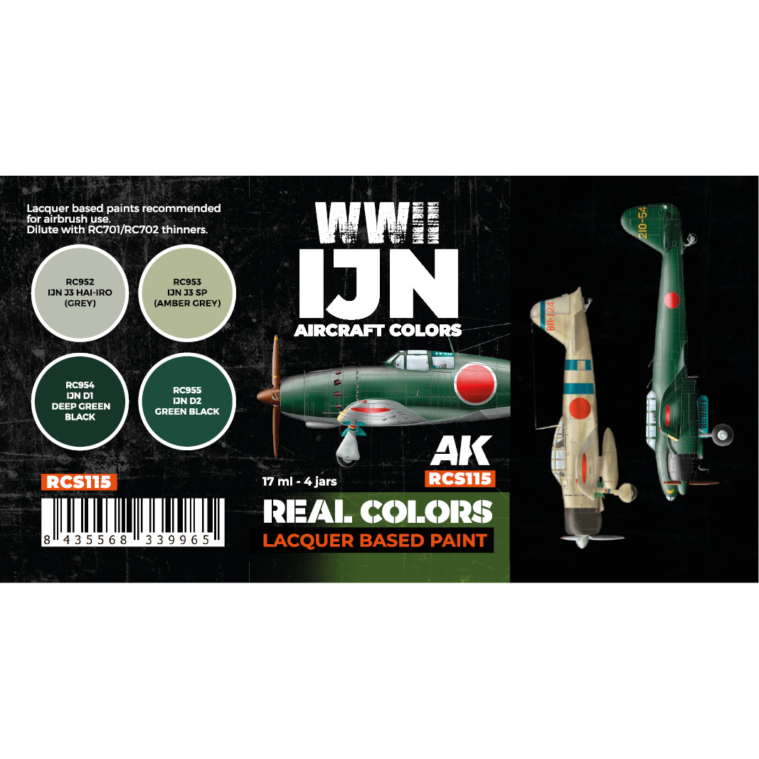 AK Interactive Real Colors WWII IJN Aircraft Colors Set (Set of 4)