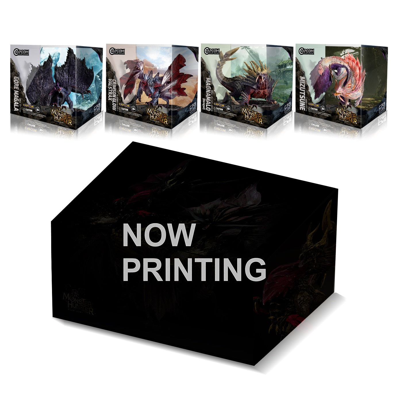 CAPCOM CAPCOM FIGURE BUILDER CUBE MONSTER HUNTER 4pces Box (Gore Magala/Crimson Glow Valstrax/Magnamalo (Enraged)/Mizutsune)