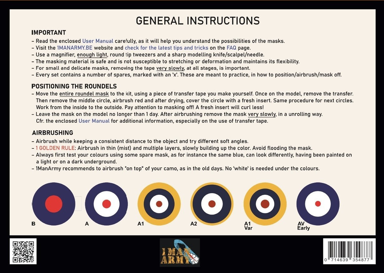 1ManArmy 1/48 Spitfire Mk I/II Roundels Generic Set