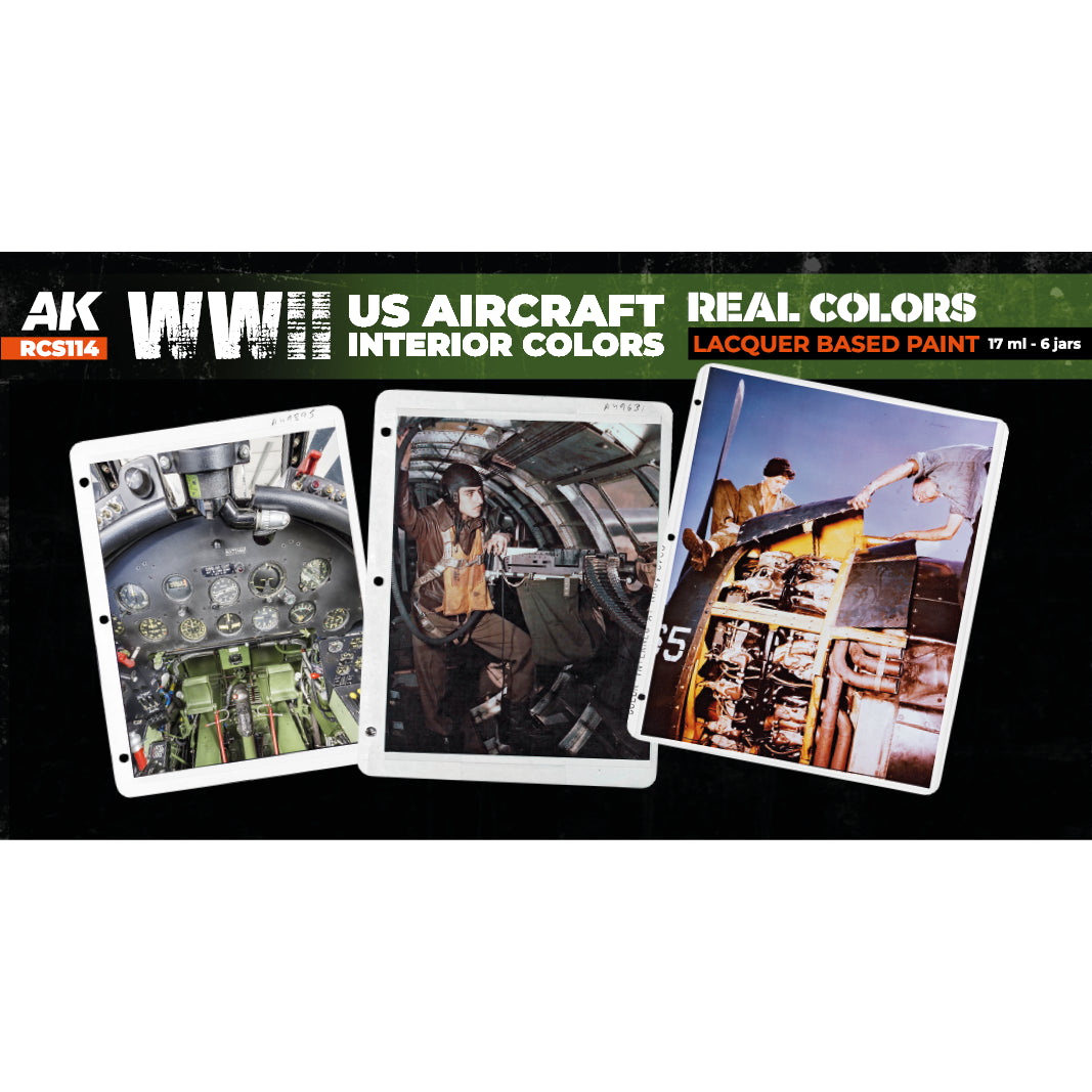 AK Interactive Real Colors WWII US Aircraft Interior Colors Set (Set of 6)