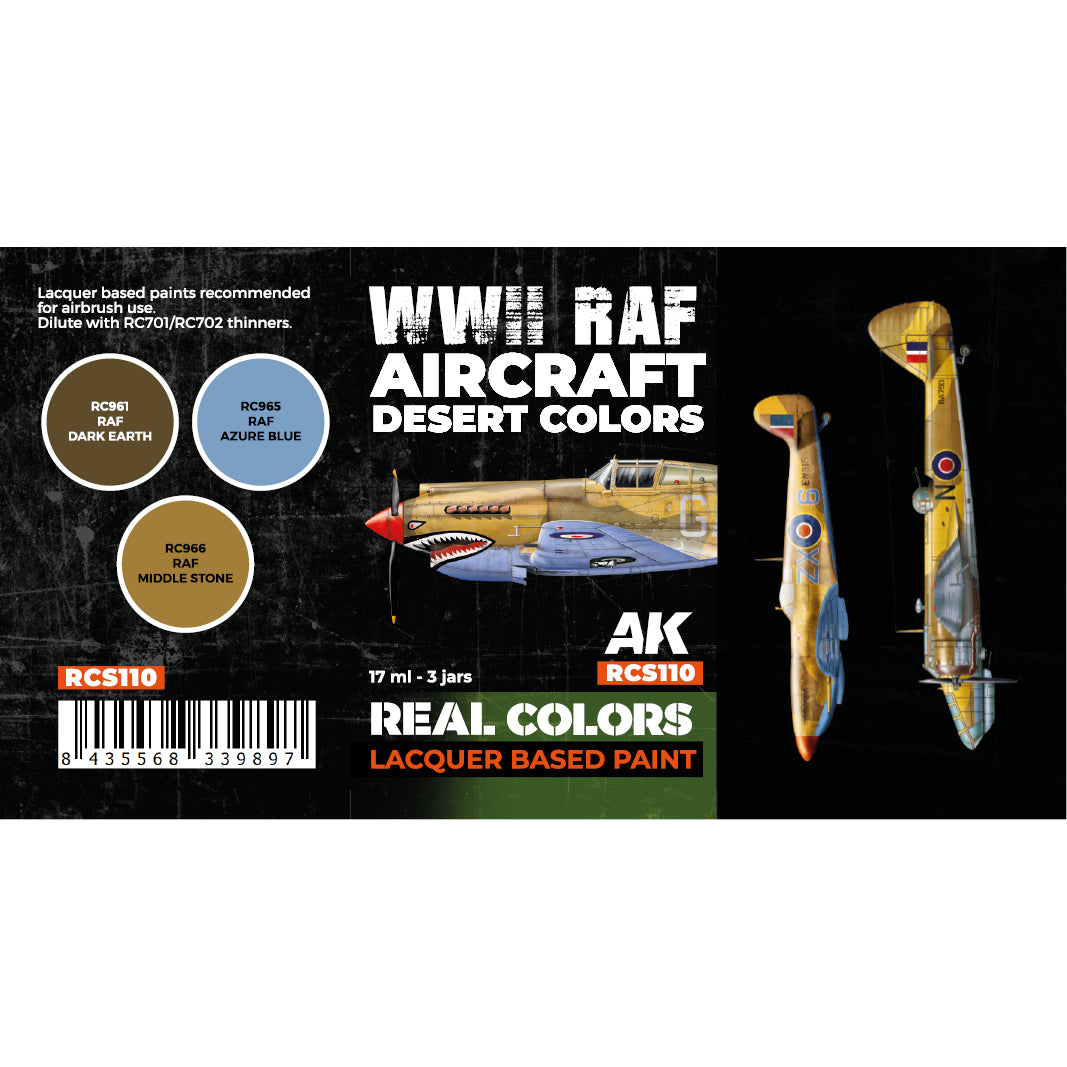 AK Interactive Real Colors WWII RAF Aircraft Desert Colors Set (Set of 3)