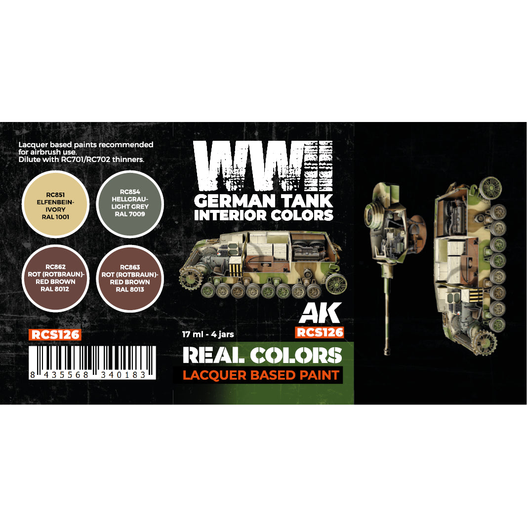 AK Interactive Real Colors WWII German Tank Interior Colors Set (Set of 4)