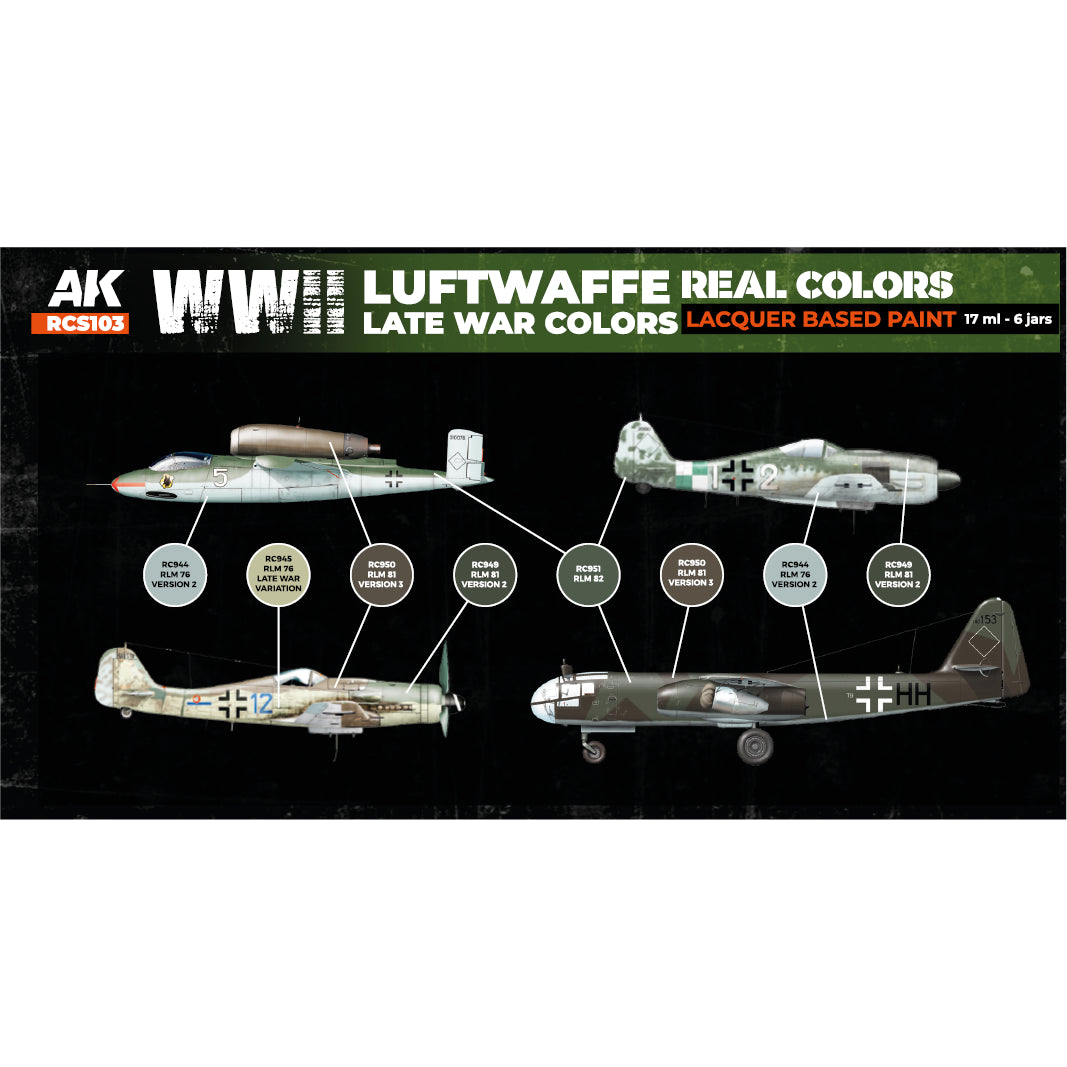 AK Interactive Real Colors WWII Luftwaffe Late War Colors Set (Set of 6)