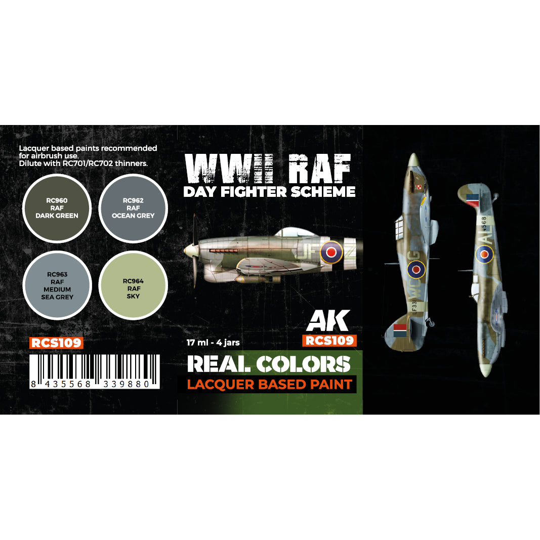 AK Interactive Real Colors WWII RAF Day Fighter Scheme Set (Set of 4)