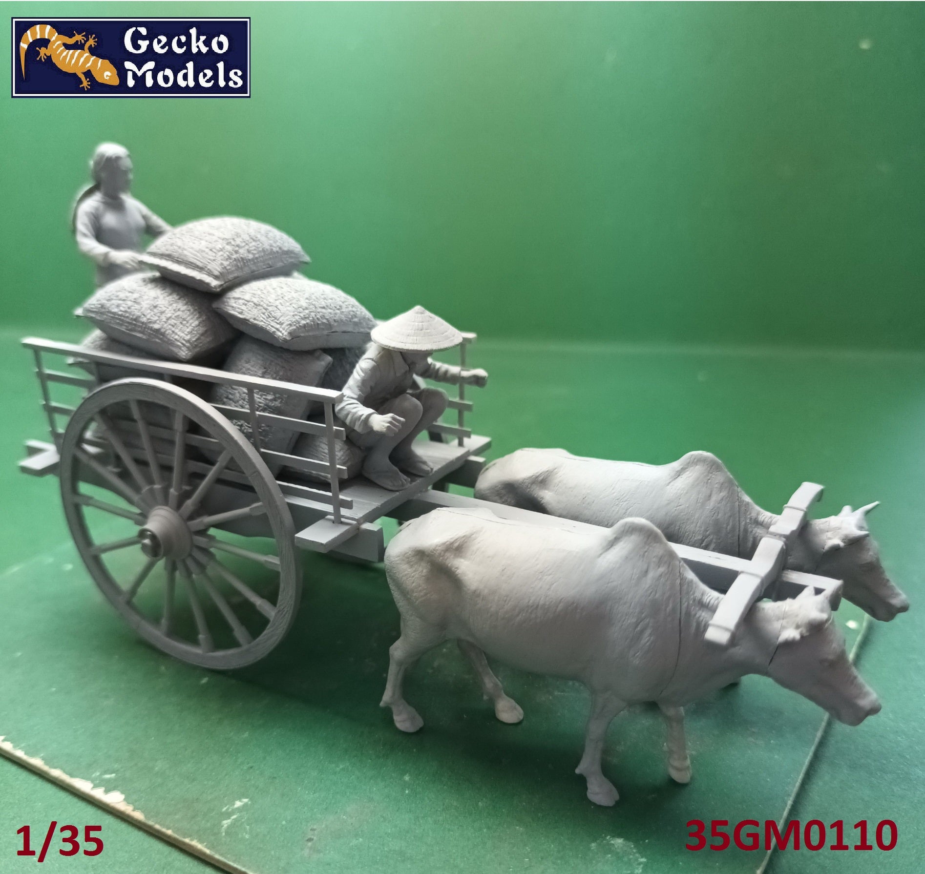 Gecko 1/35 60's - 70's Vietnamese Farmer Cattle Cart Set