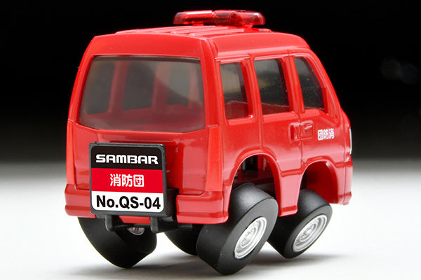 TomyTec Choro Q QS-04b SUBARU SAMBAR Van Fire Chief's Vehicle